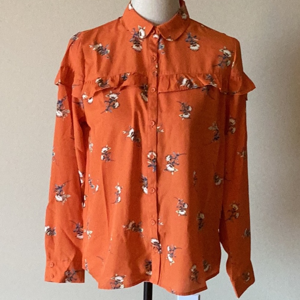 Timing orange floral blouse.  Brand new